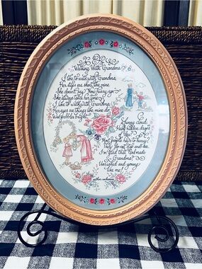 Vintage Home Interiors (Homco) Walking With Grandma PoemOval Framed Print Decor